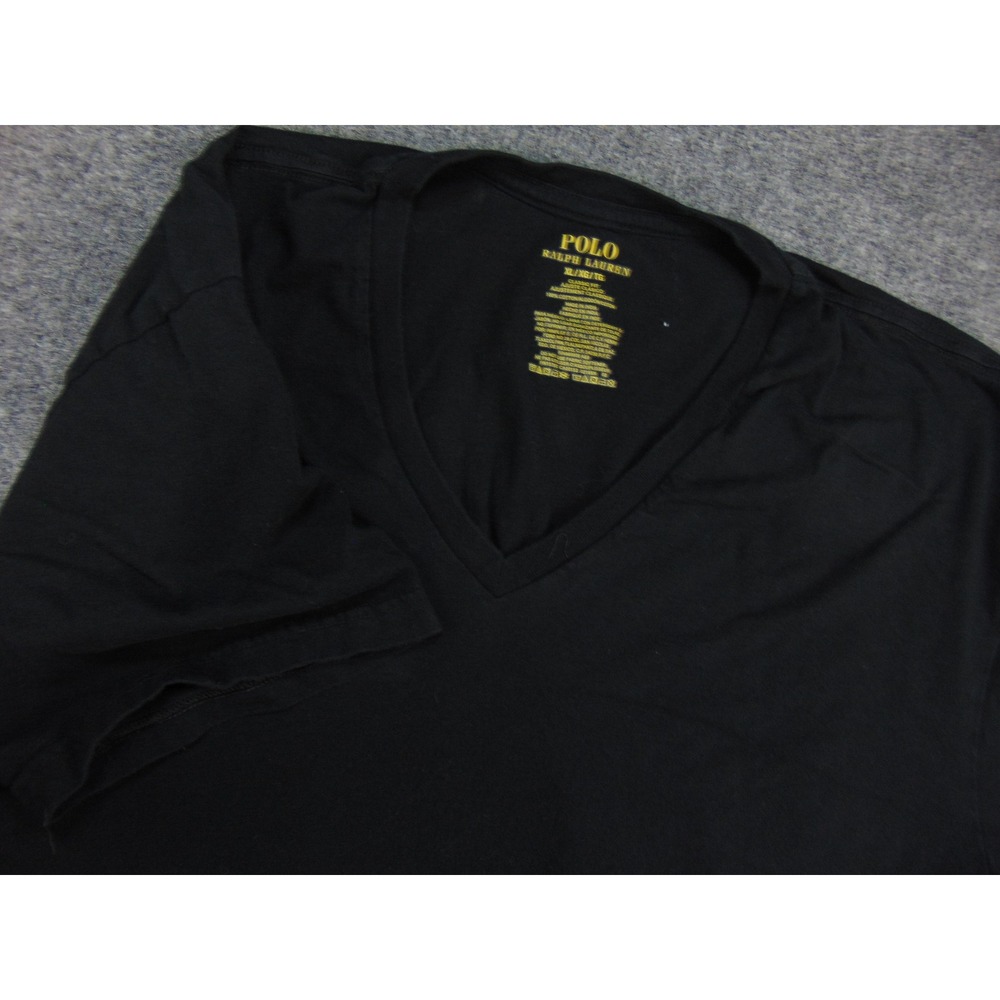 Polo Ralph Lauren T-Shirt Mens XL Classic Fit Black Solid V-Neck Pony Logo Tee